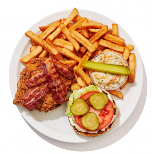 Assiette burger de poulet Fleur d'ail 